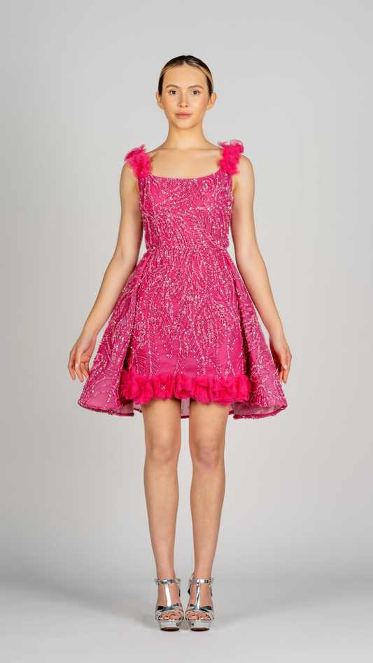 Short Dress With Attached Overskirt