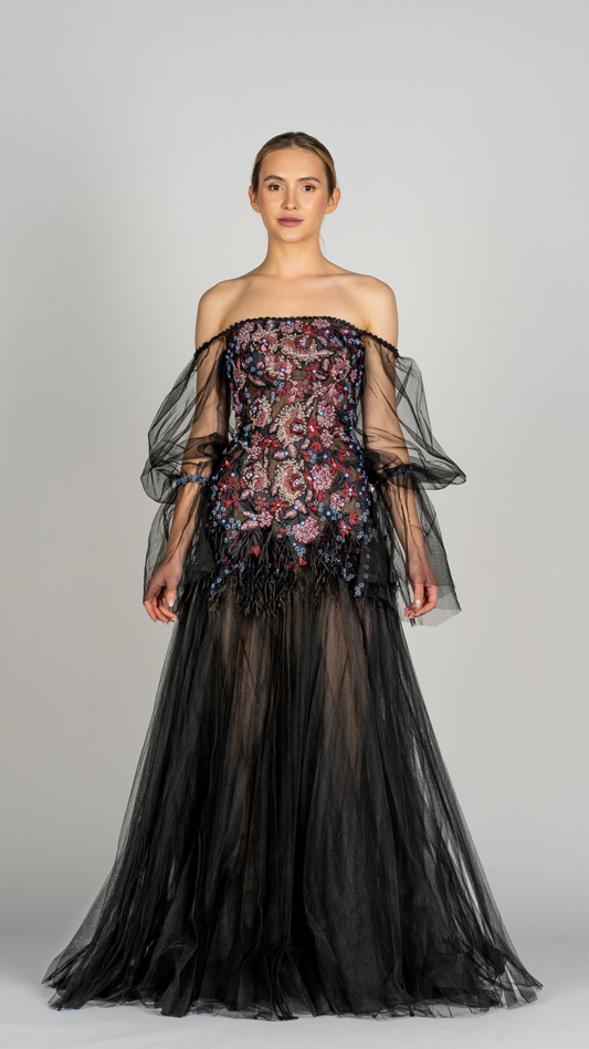 Dramatic Black Tulle Gown