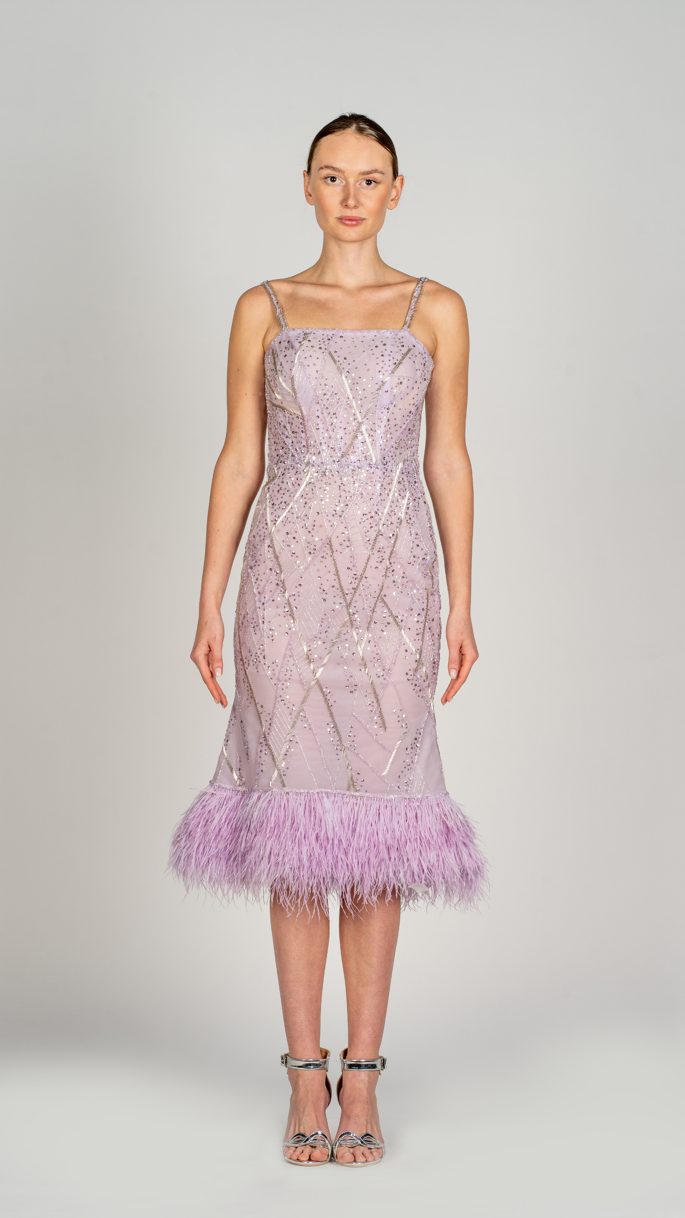 Midi Strapless Lavender Cocktail Dress