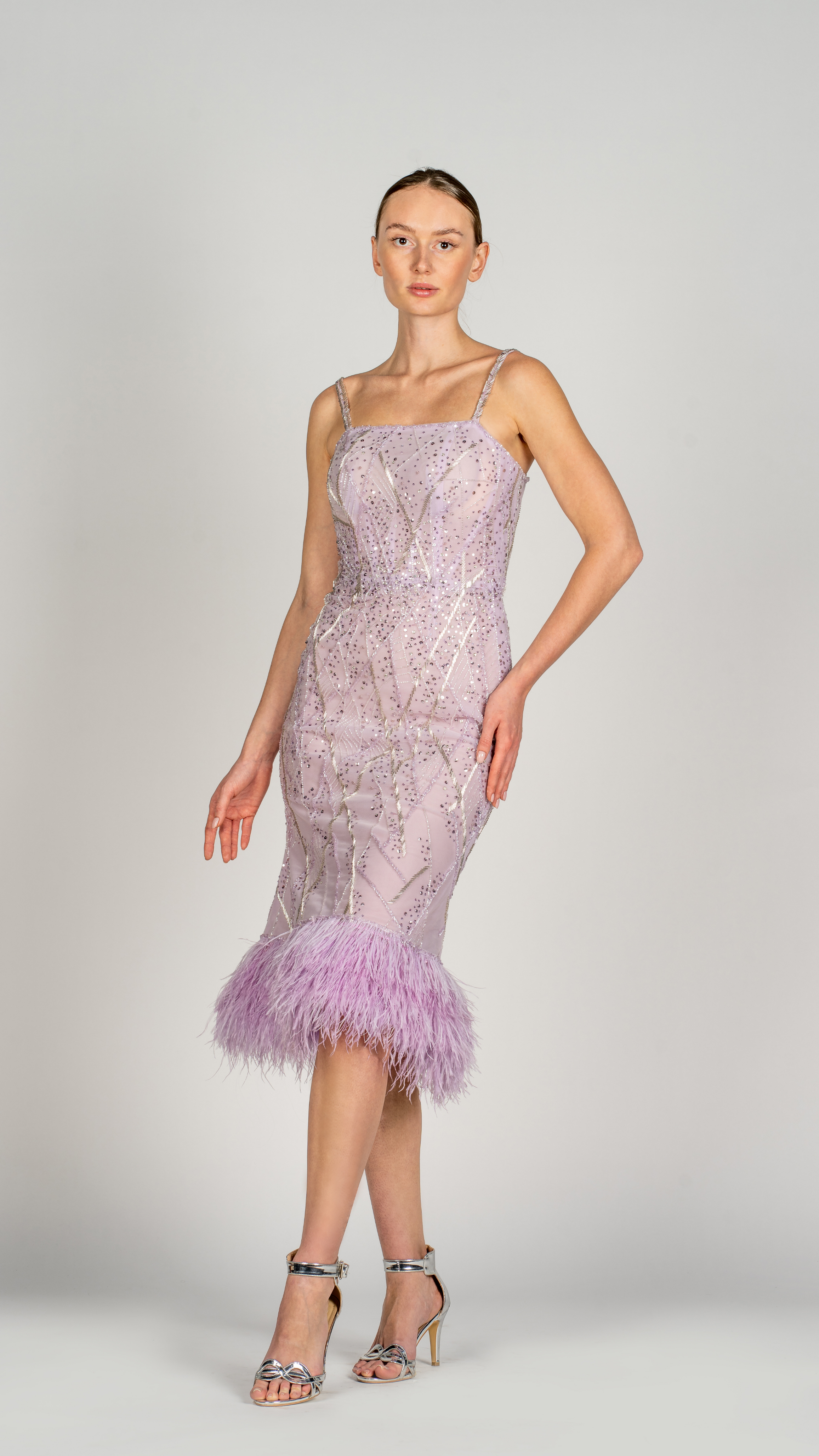 Midi Strapless Lavender Cocktail Dress